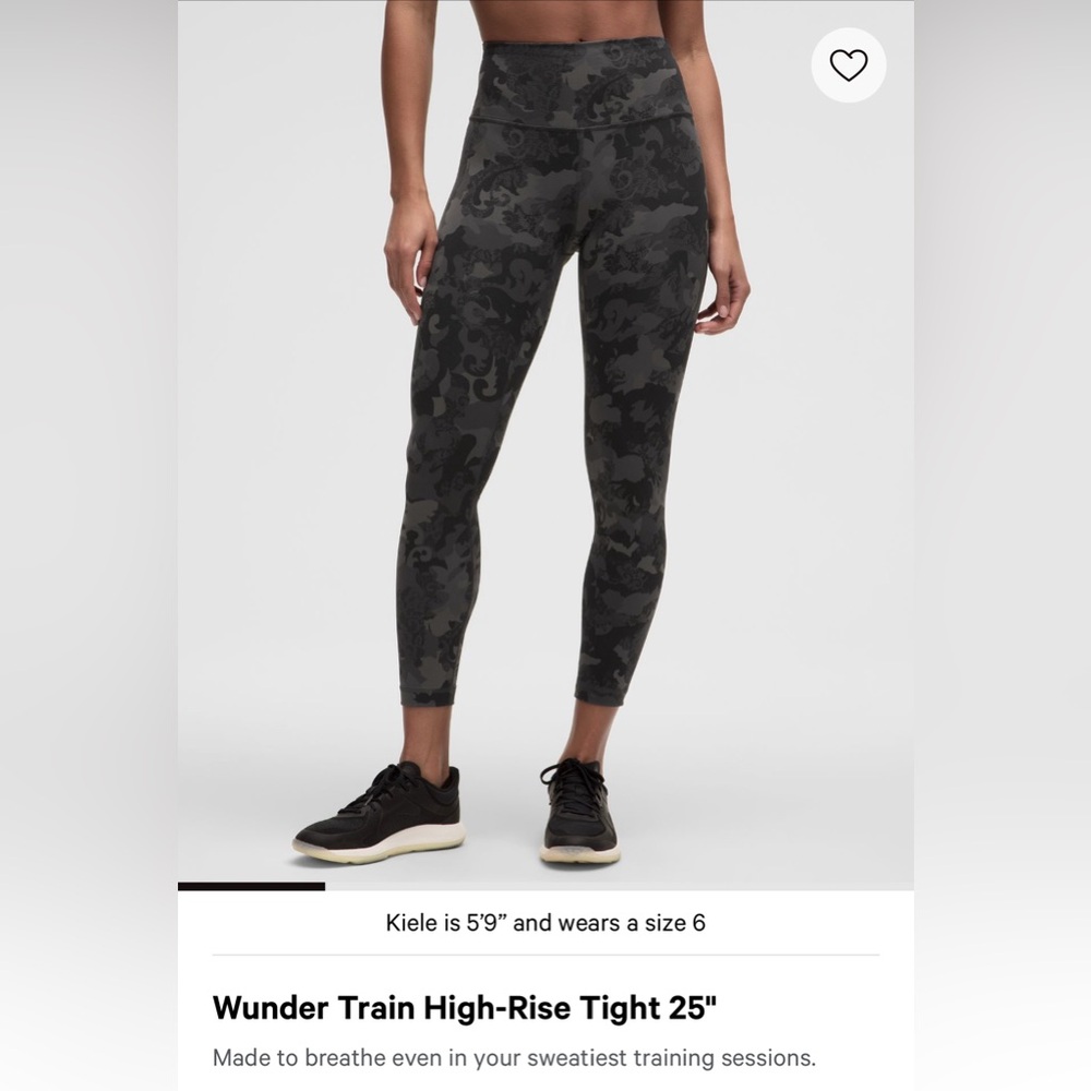 Lululemon Wunder Train High-Rise Tight 25" Leggings Hidden Heritage Lace Black